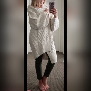 Topshop cream chunky knit long cardigan